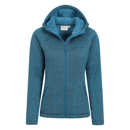 Dark Teal - Pack Shot - Mountain Warehouse Womens-Ladies Nevis Faux Fur Lined Full Zip Hoodie