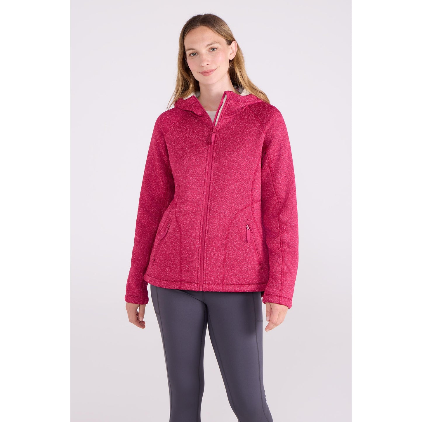 Bright Pink - Front - Mountain Warehouse Womens-Ladies Nevis Faux Fur Lined Full Zip Hoodie