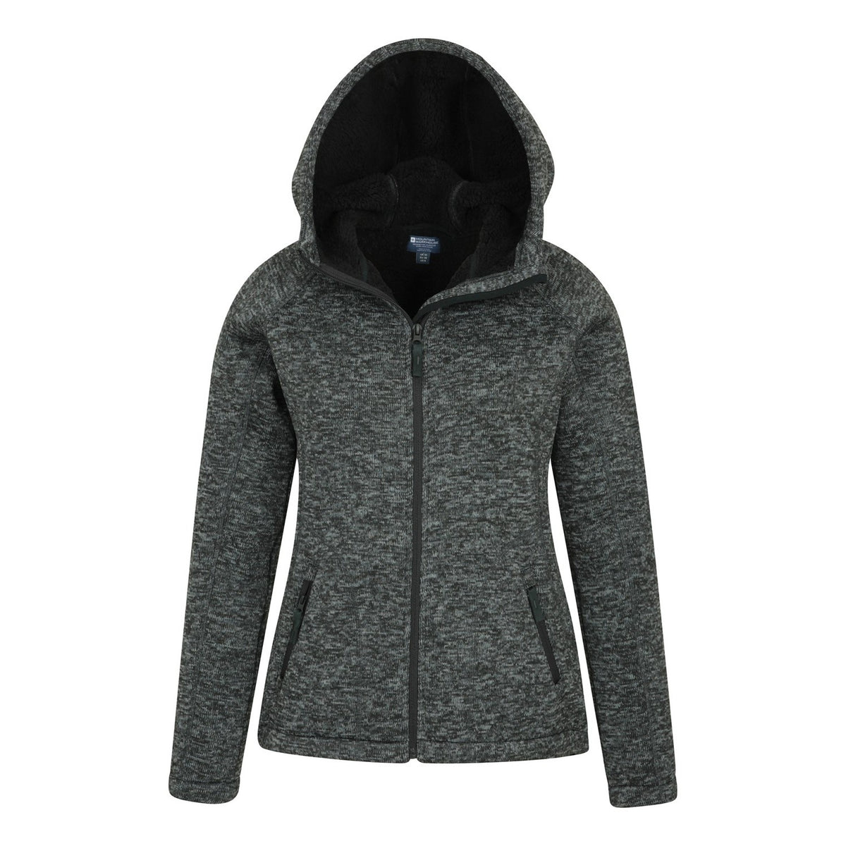 Black - Pack Shot - Mountain Warehouse Womens-Ladies Nevis Faux Fur Lined Full Zip Hoodie