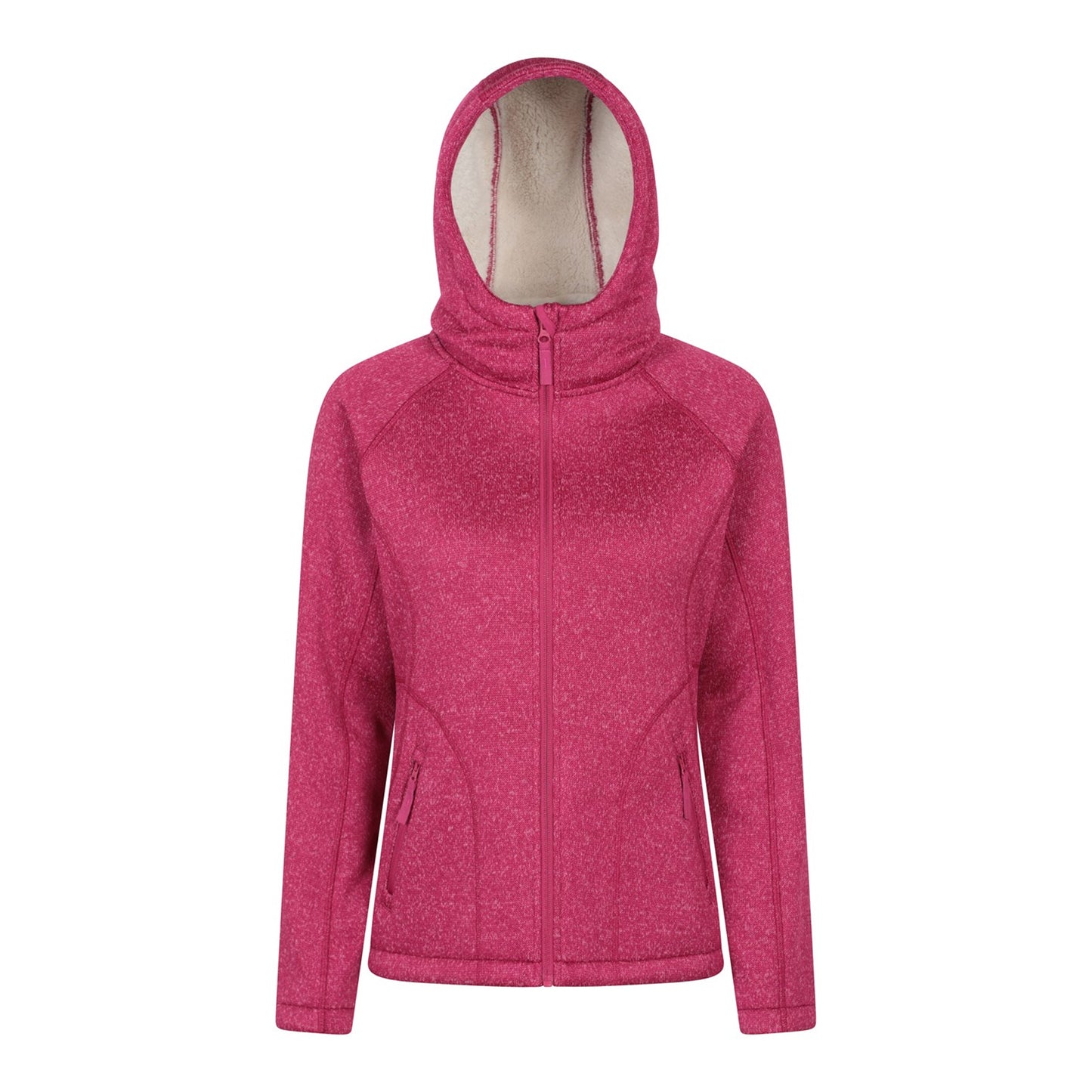 Bright Pink - Front - Mountain Warehouse Womens-Ladies Nevis Faux Fur Lined Full Zip Hoodie