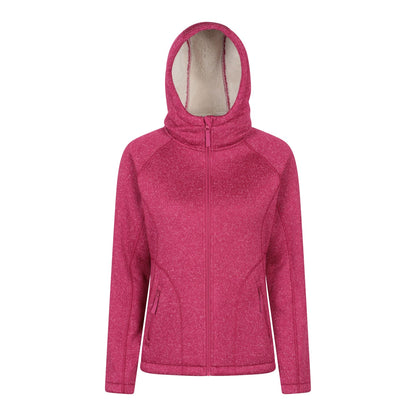 Bright Pink - Front - Mountain Warehouse Womens-Ladies Nevis Faux Fur Lined Full Zip Hoodie