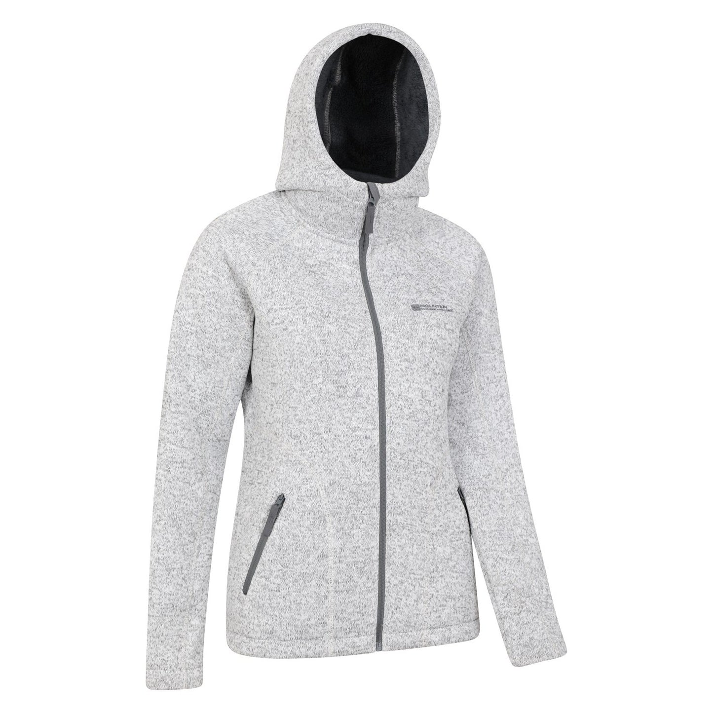 Grey - Side - Mountain Warehouse Womens-Ladies Nevis Faux Fur Lined Full Zip Hoodie