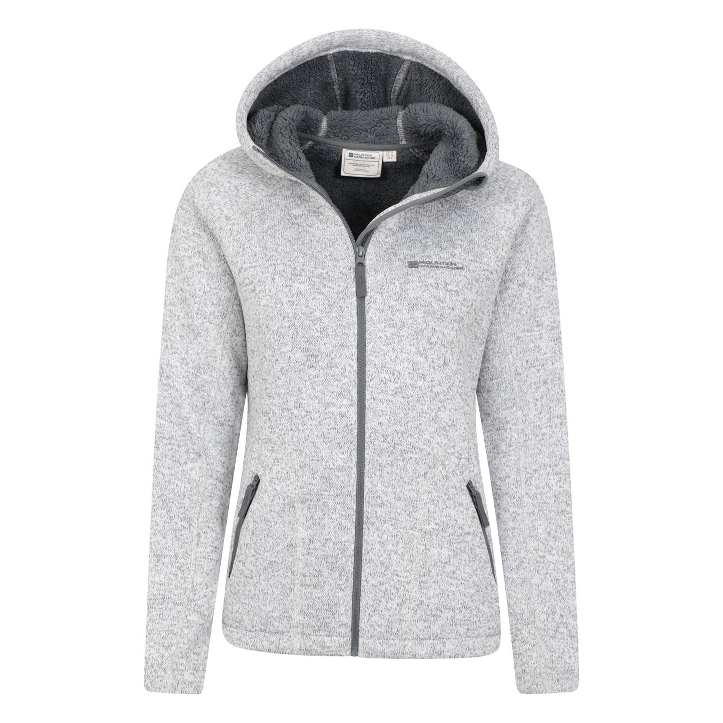 Grey - Pack Shot - Mountain Warehouse Womens-Ladies Nevis Faux Fur Lined Full Zip Hoodie