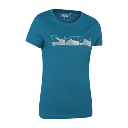 Teal - Side - Mountain Warehouse Womens-Ladies Three Peaks Short-Sleeved T-Shirt