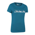 Teal - Side - Mountain Warehouse Womens-Ladies Three Peaks Short-Sleeved T-Shirt