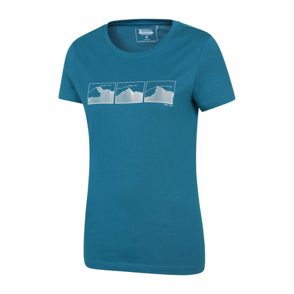 Teal - Lifestyle - Mountain Warehouse Womens-Ladies Three Peaks Short-Sleeved T-Shirt