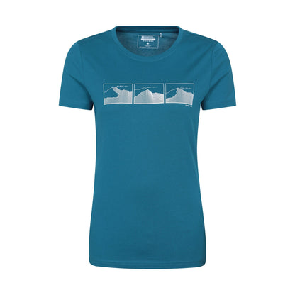 Teal - Front - Mountain Warehouse Womens-Ladies Three Peaks Short-Sleeved T-Shirt