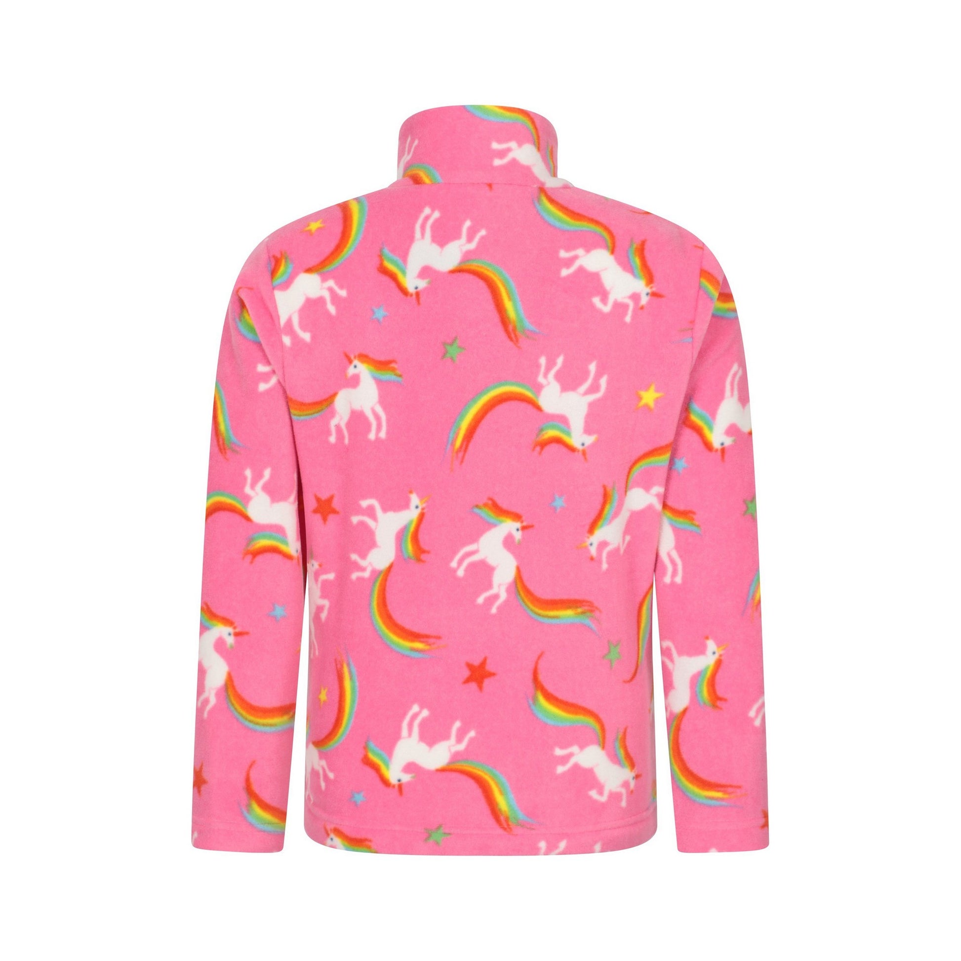 Pink - Back - Mountain Warehouse Childrens-Kids Printed Half Zip Fleece Top