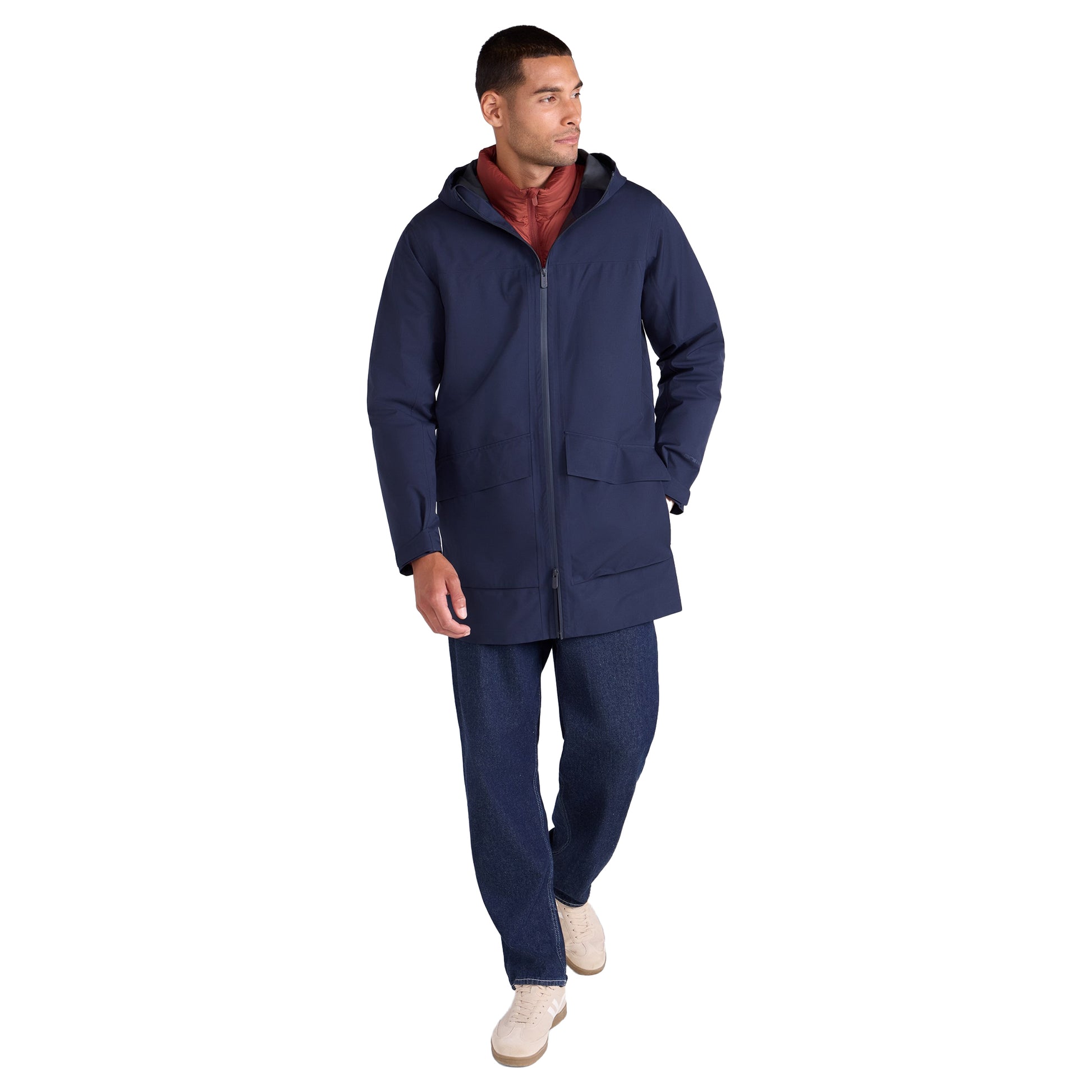 Navy - Lifestyle - Animal Mens Waterproof Adjustable Cuff Everyday Waterproof Jacket