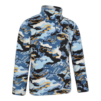 Blue - Side - Mountain Warehouse Childrens-Kids Pursuit Microfleece Half Zip Fleece