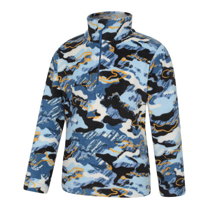 Blue - Lifestyle - Mountain Warehouse Childrens-Kids Pursuit Microfleece Half Zip Fleece