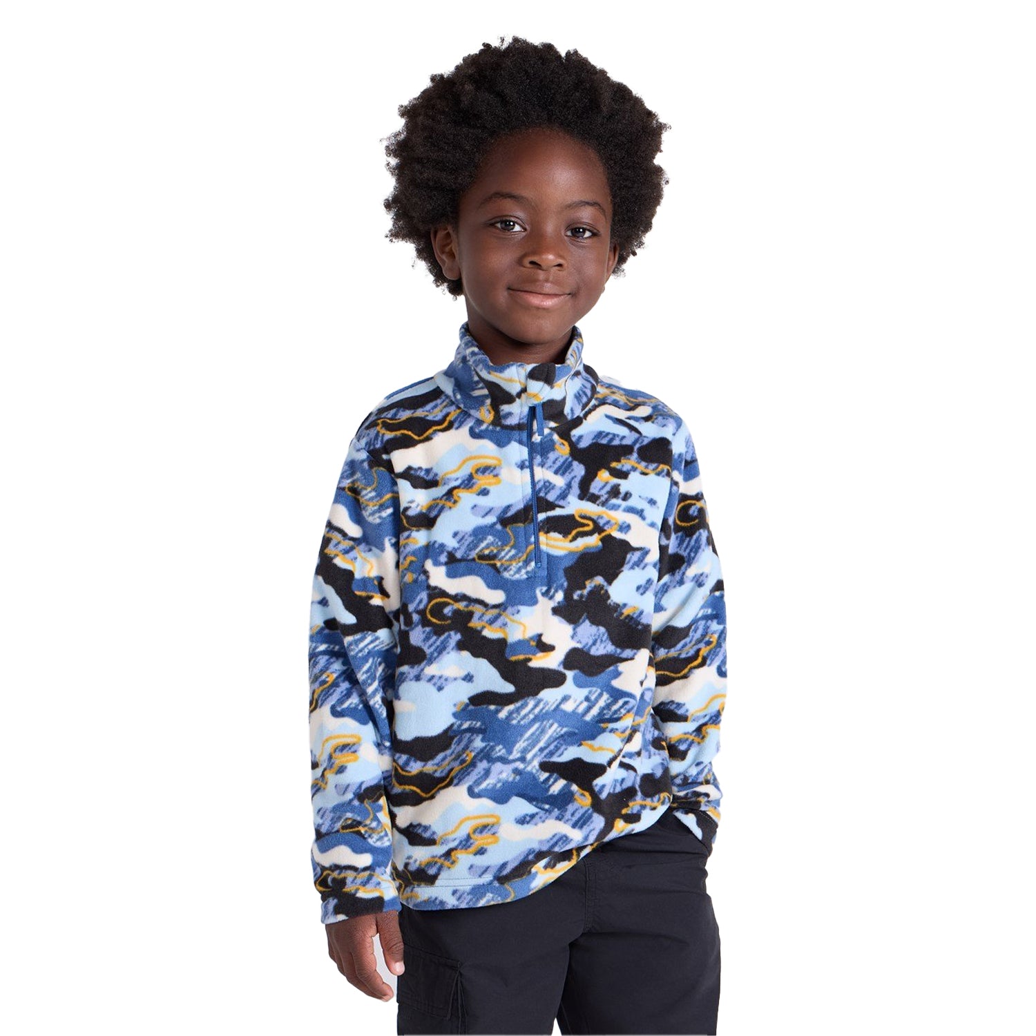 Blue - Close up - Mountain Warehouse Childrens-Kids Pursuit Microfleece Half Zip Fleece