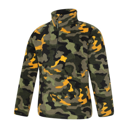 Green - Side - Mountain Warehouse Childrens-Kids Pursuit Microfleece Half Zip Fleece