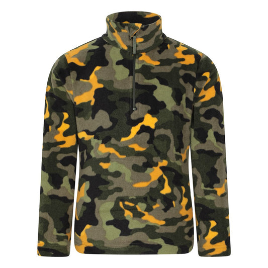 Green - Front - Mountain Warehouse Childrens-Kids Pursuit Microfleece Half Zip Fleece