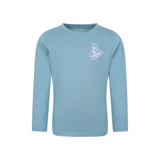 Teal - Front - Mountain Warehouse Girls Butterfly Long-Sleeved T-Shirt