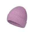 Purple - Side - Mountain Warehouse Childrens-Kids IsoTherm Faux Fur Lined Ribbed Beanie