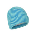 Blue - Pack Shot - Mountain Warehouse Childrens-Kids IsoTherm Faux Fur Lined Ribbed Beanie