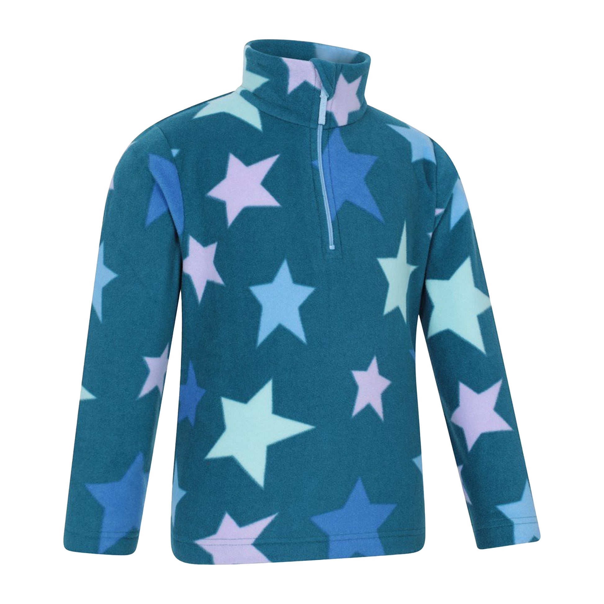 Turquoise - Side - Mountain Warehouse Childrens-Kids Endeavour Star Microfleece Half Zip Fleece