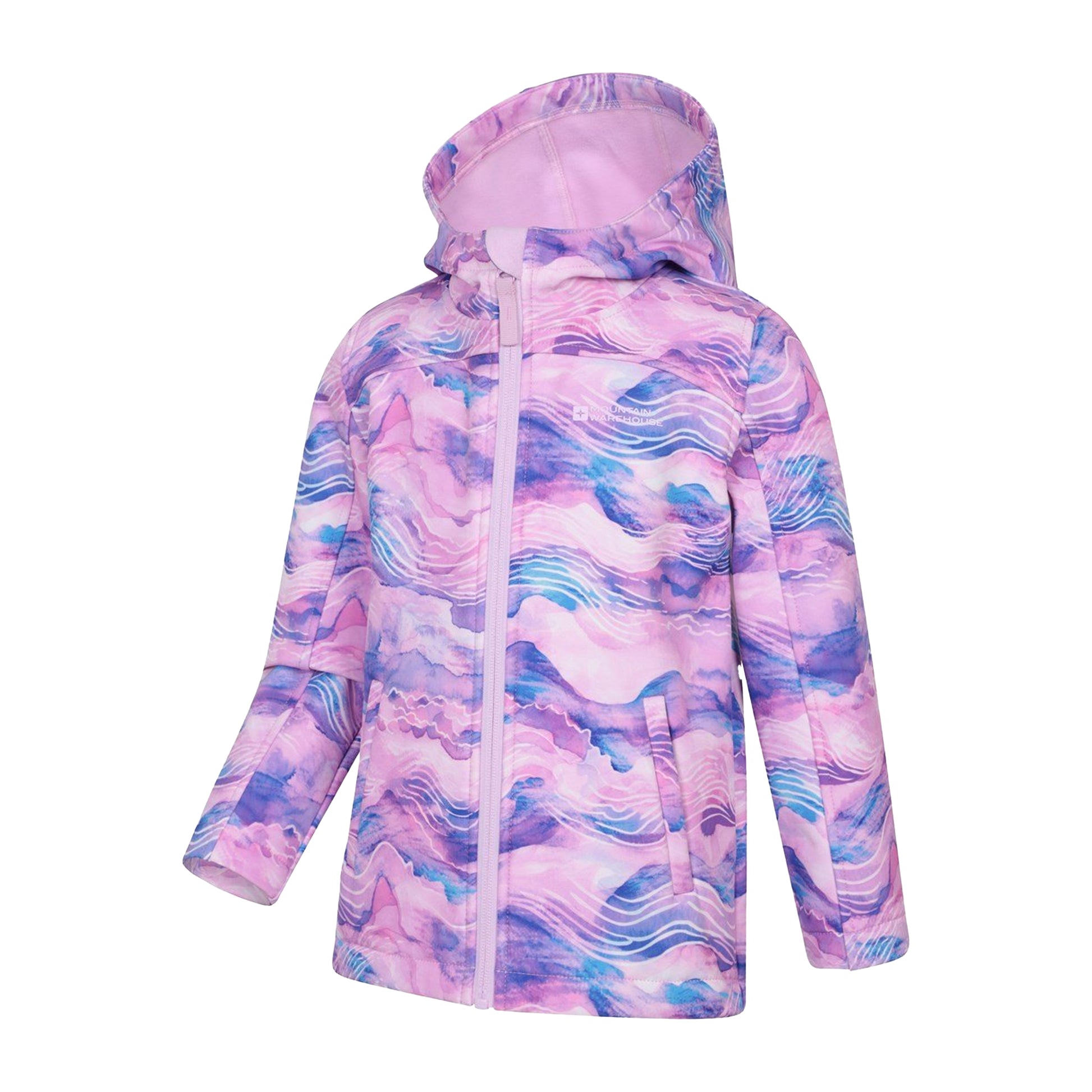 Dark Purple - Lifestyle - Mountain Warehouse Childrens-Kids Exodus Printed Soft Shell Jacket