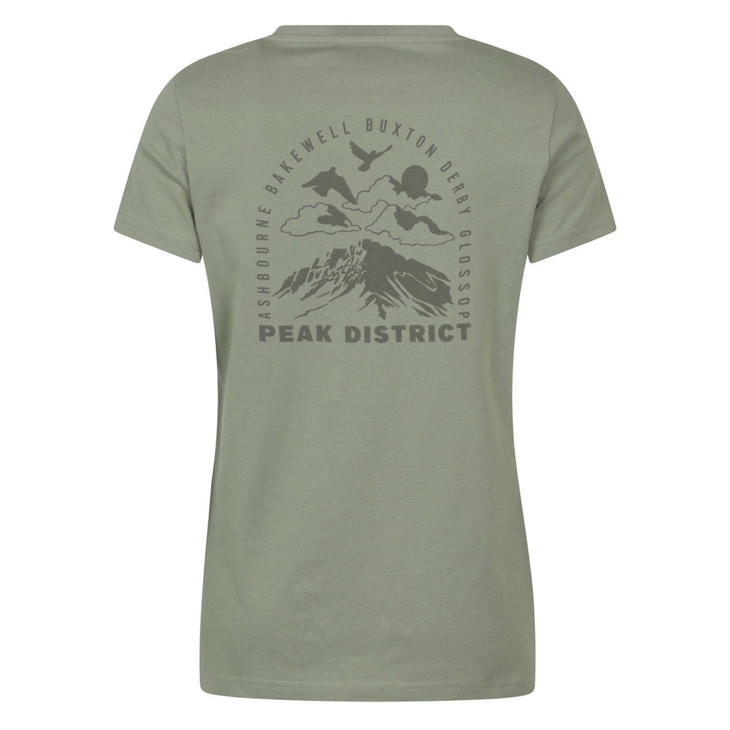 Khaki Green - Back - Mountain Warehouse Womens-Ladies Peak District Mountain Scene T-Shirt