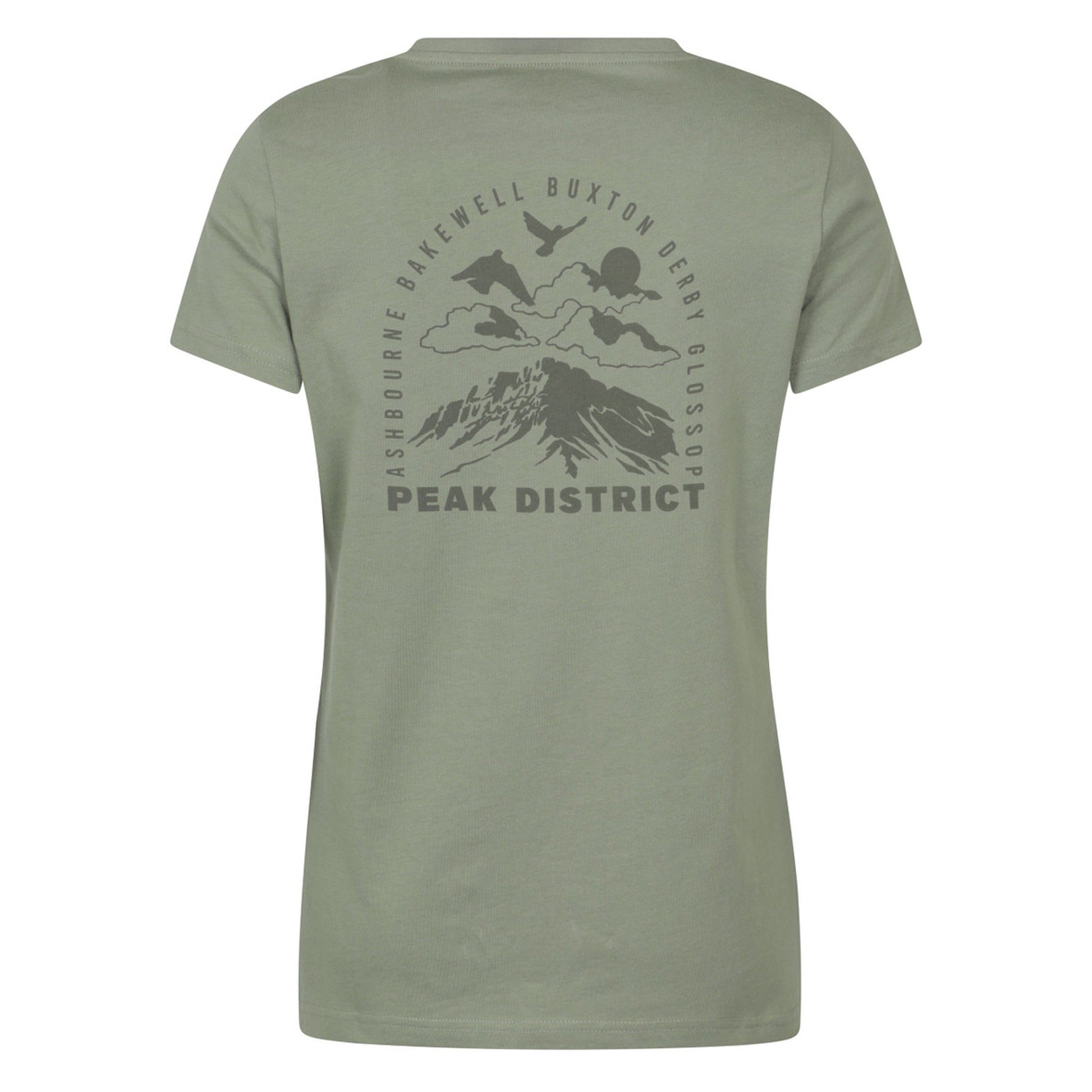 Khaki Green - Back - Mountain Warehouse Womens-Ladies Peak District Mountain Scene T-Shirt