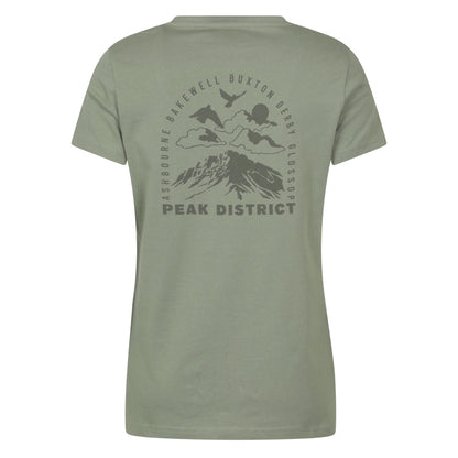 Khaki Green - Back - Mountain Warehouse Womens-Ladies Peak District Mountain Scene T-Shirt