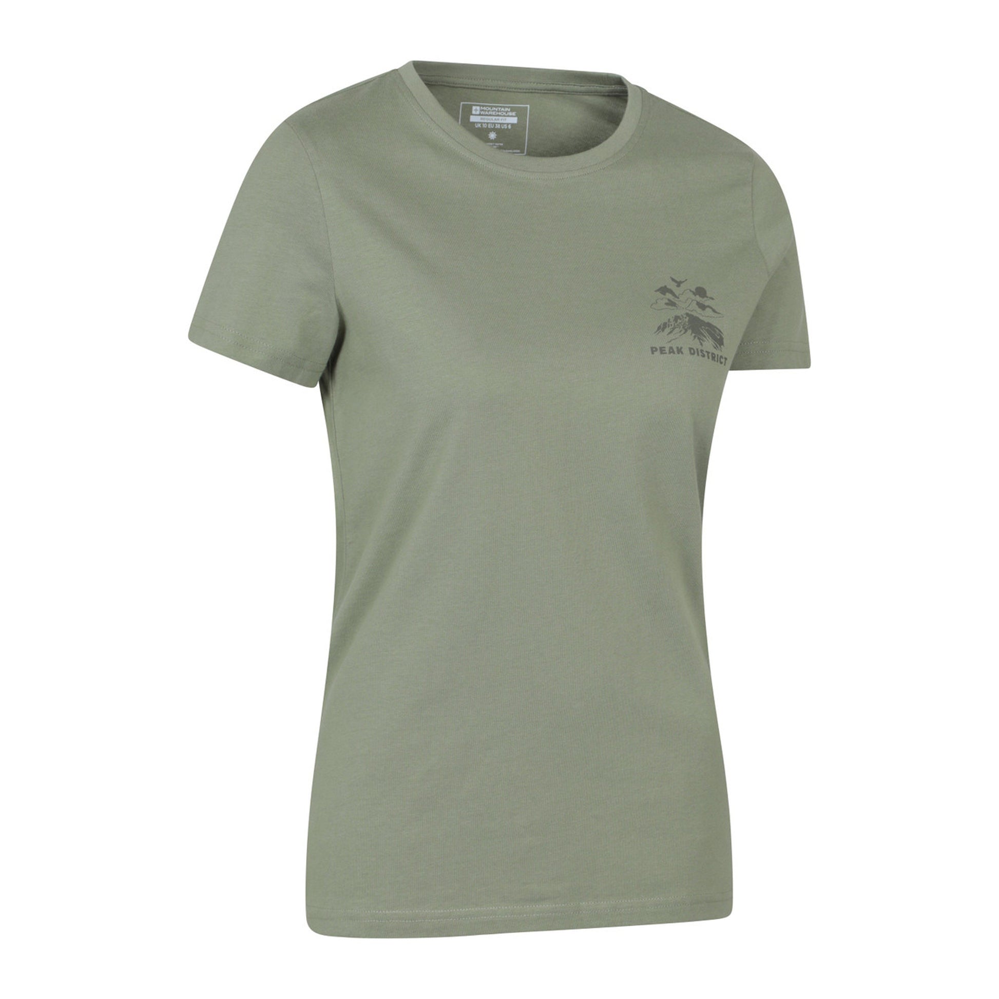 Khaki Green - Side - Mountain Warehouse Womens-Ladies Peak District Mountain Scene T-Shirt