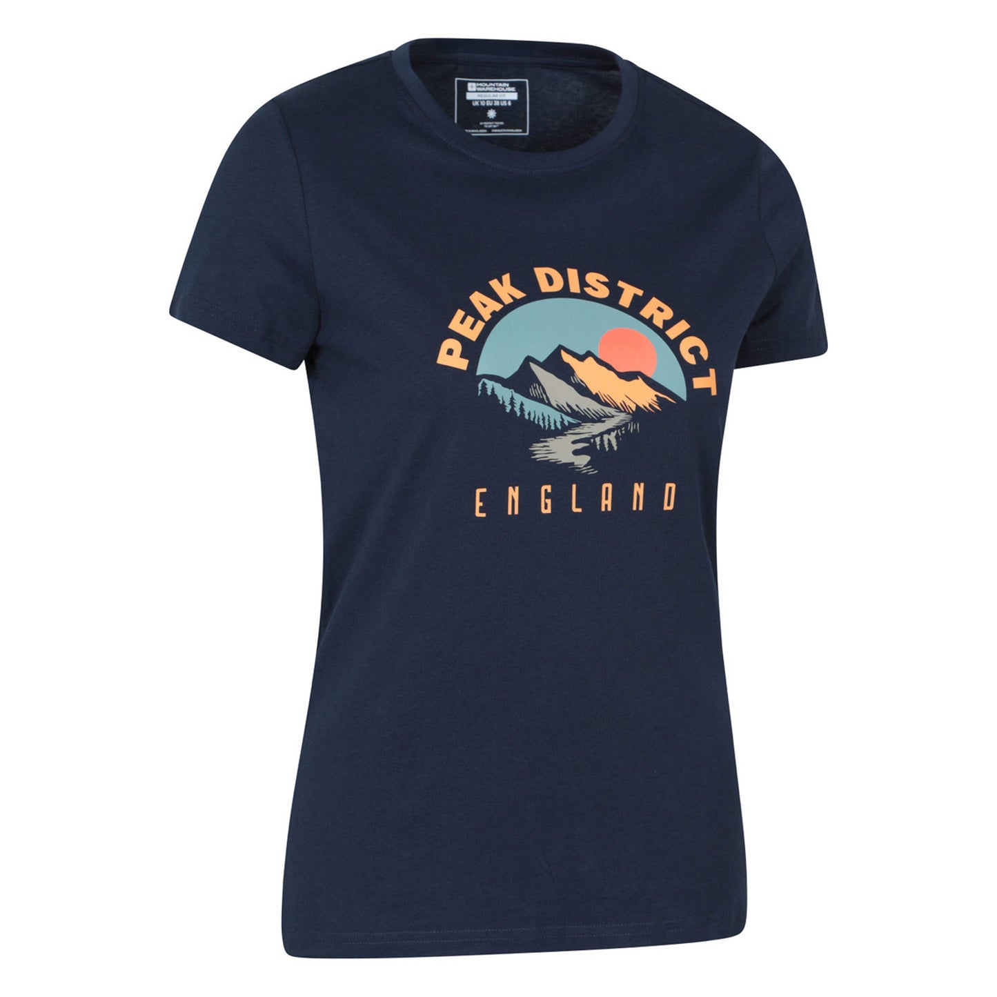 Navy - Side - Mountain Warehouse Womens-Ladies Peak District Mountain Scene T-Shirt