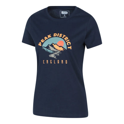 Navy - Lifestyle - Mountain Warehouse Womens-Ladies Peak District Mountain Scene T-Shirt