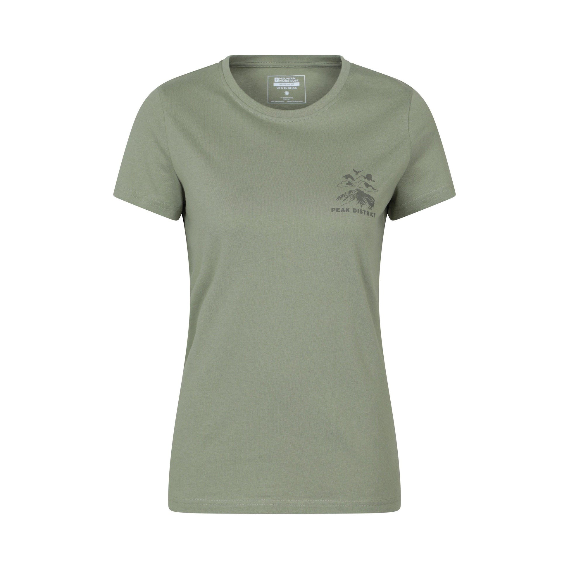 Khaki Green - Front - Mountain Warehouse Womens-Ladies Peak District Mountain Scene T-Shirt