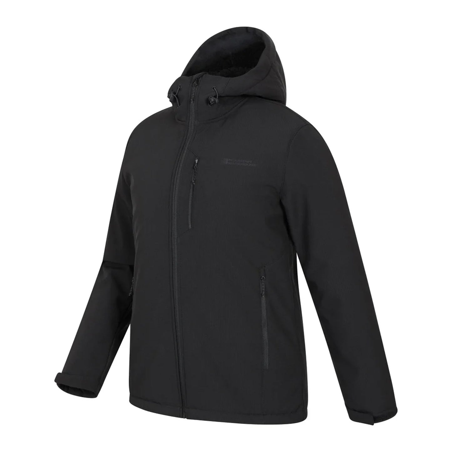 Black - Side - Mountain Warehouse Mens Charleston Faux Fur Lined Soft Shell Jacket