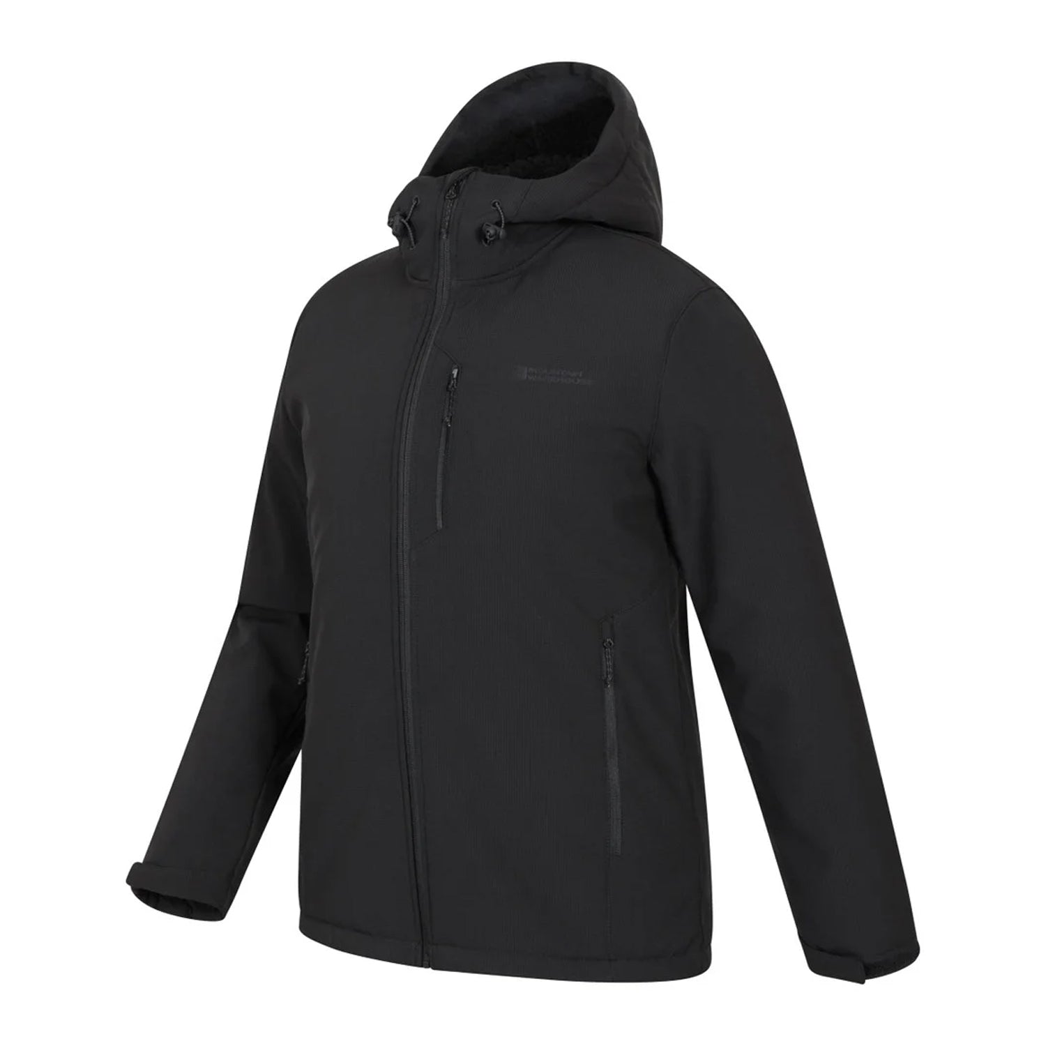 Black - Side - Mountain Warehouse Mens Charleston Faux Fur Lined Soft Shell Jacket