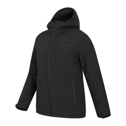 Black - Side - Mountain Warehouse Mens Charleston Faux Fur Lined Soft Shell Jacket