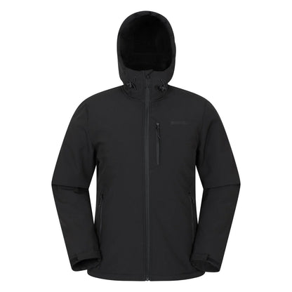 Black - Front - Mountain Warehouse Mens Charleston Faux Fur Lined Soft Shell Jacket
