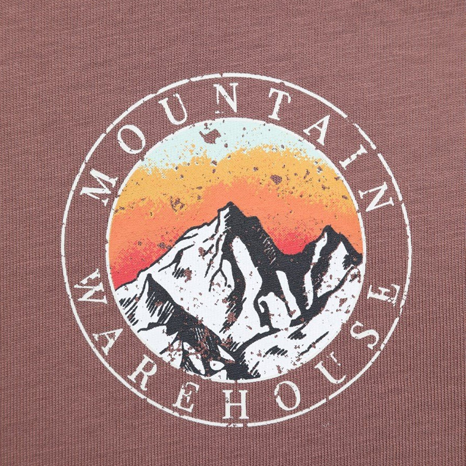 Burgundy - Side - Mountain Warehouse Mens Circle Mountain Sunset Graphic Long-Sleeved T-Shirt