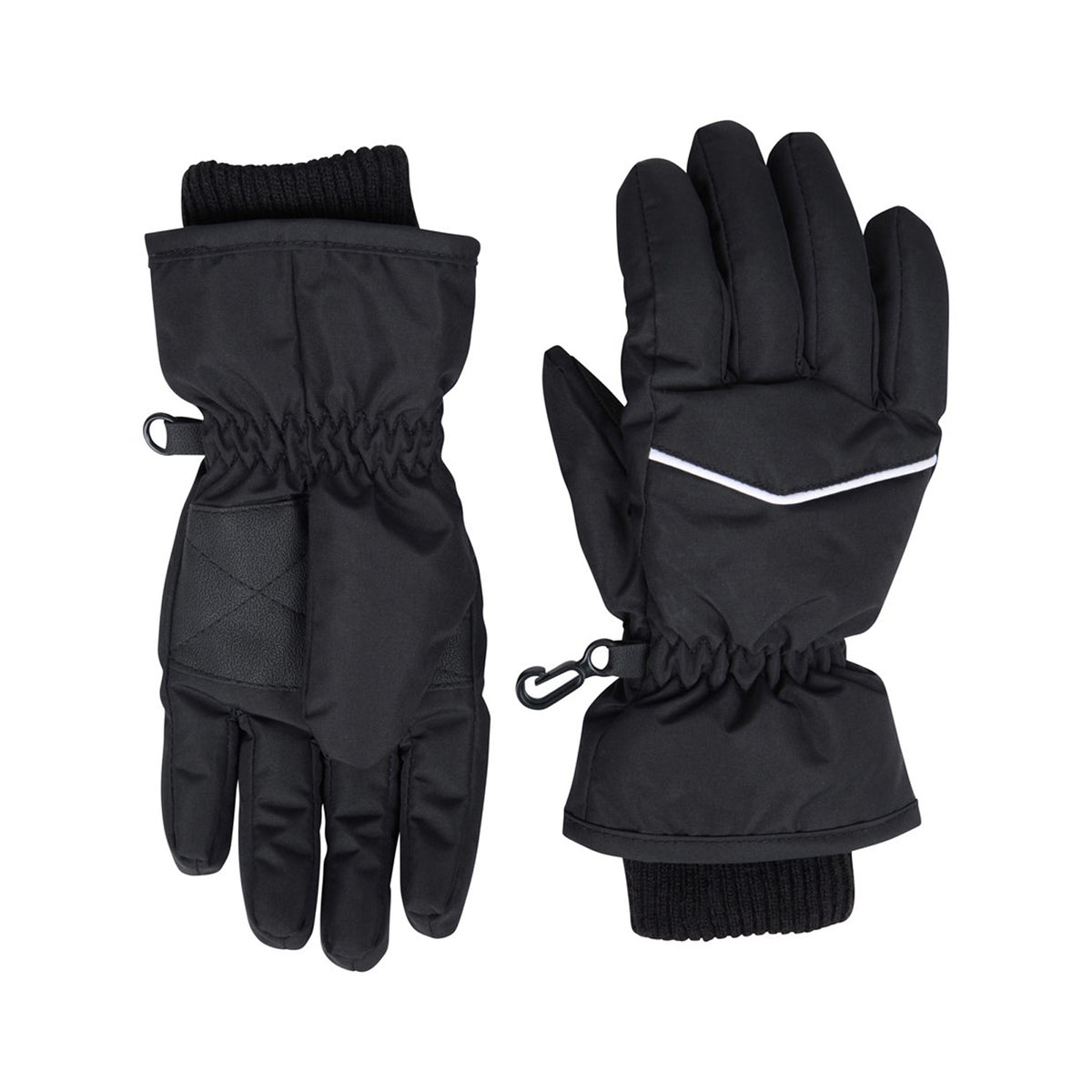 Black - Side - Mountain Warehouse Childrens-Kids Faux Fur Lined Isotherm Snow Gloves