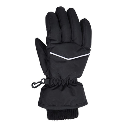 Black - Front - Mountain Warehouse Childrens-Kids Faux Fur Lined Isotherm Snow Gloves