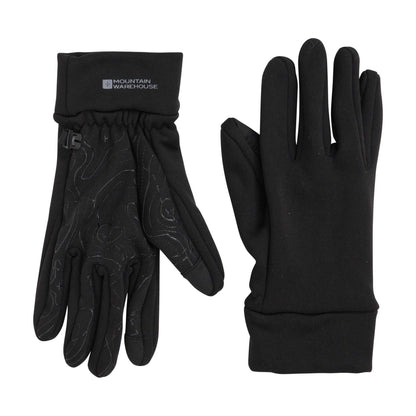 Black - Side - Mountain Warehouse Unisex Adult Grippi Fleece Lined Active Cycling Gloves