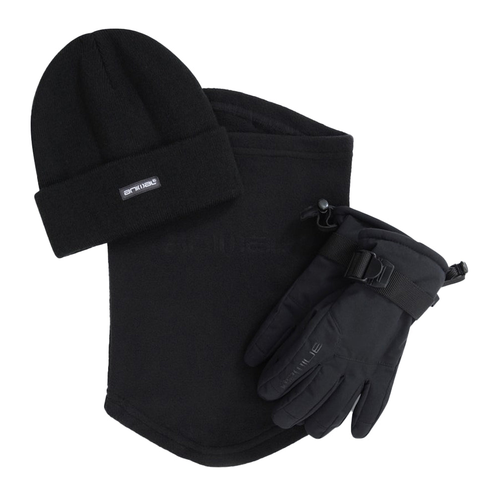 Black - Front - Animal Childrens-Kids Ski Gloves Set