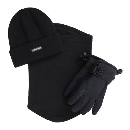 Black - Front - Animal Childrens-Kids Ski Gloves Set