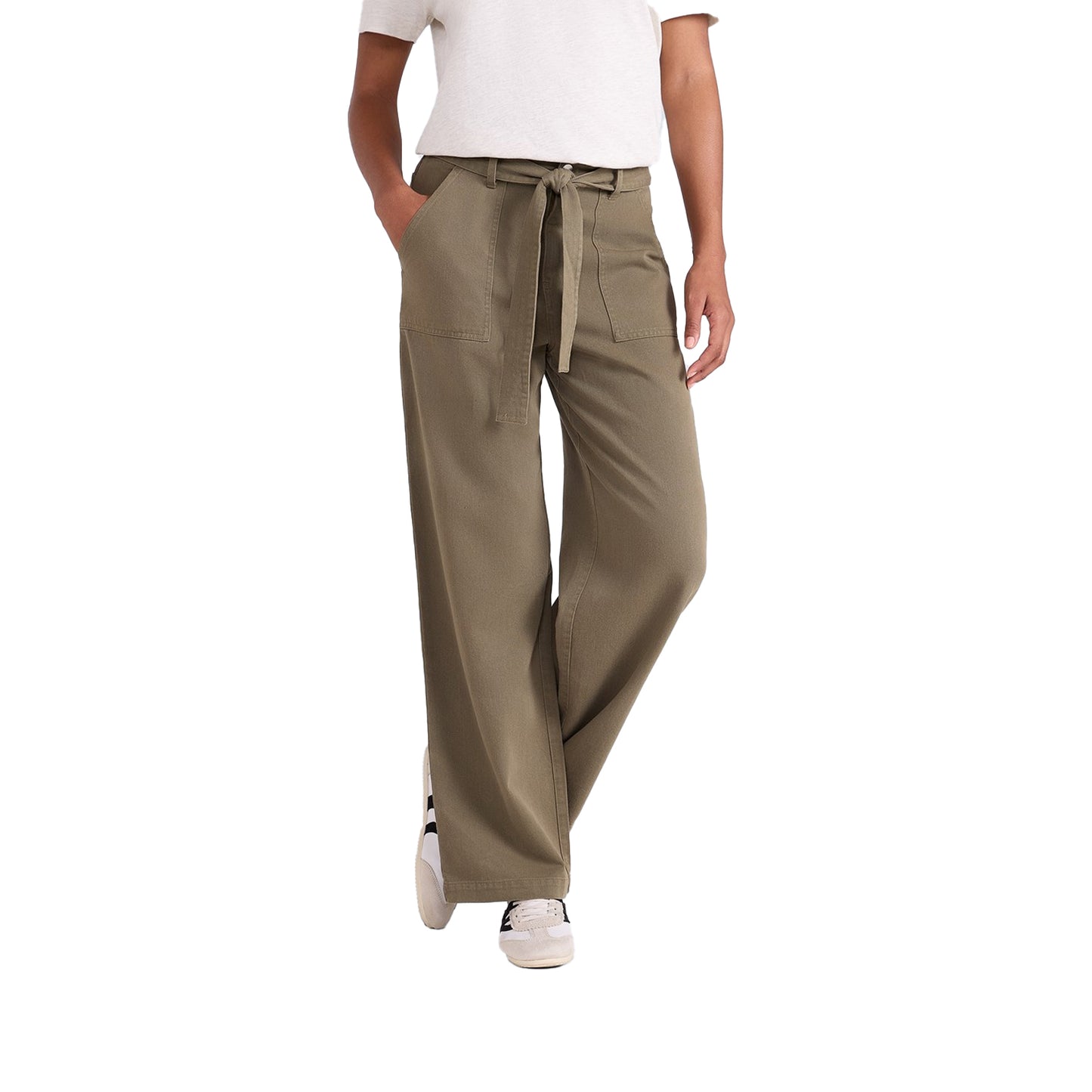 Khaki Green - Pack Shot - Animal Womens-Ladies High Waist Straight Leg Trousers