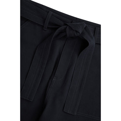 Navy - Side - Animal Womens-Ladies High Waist Straight Leg Trousers