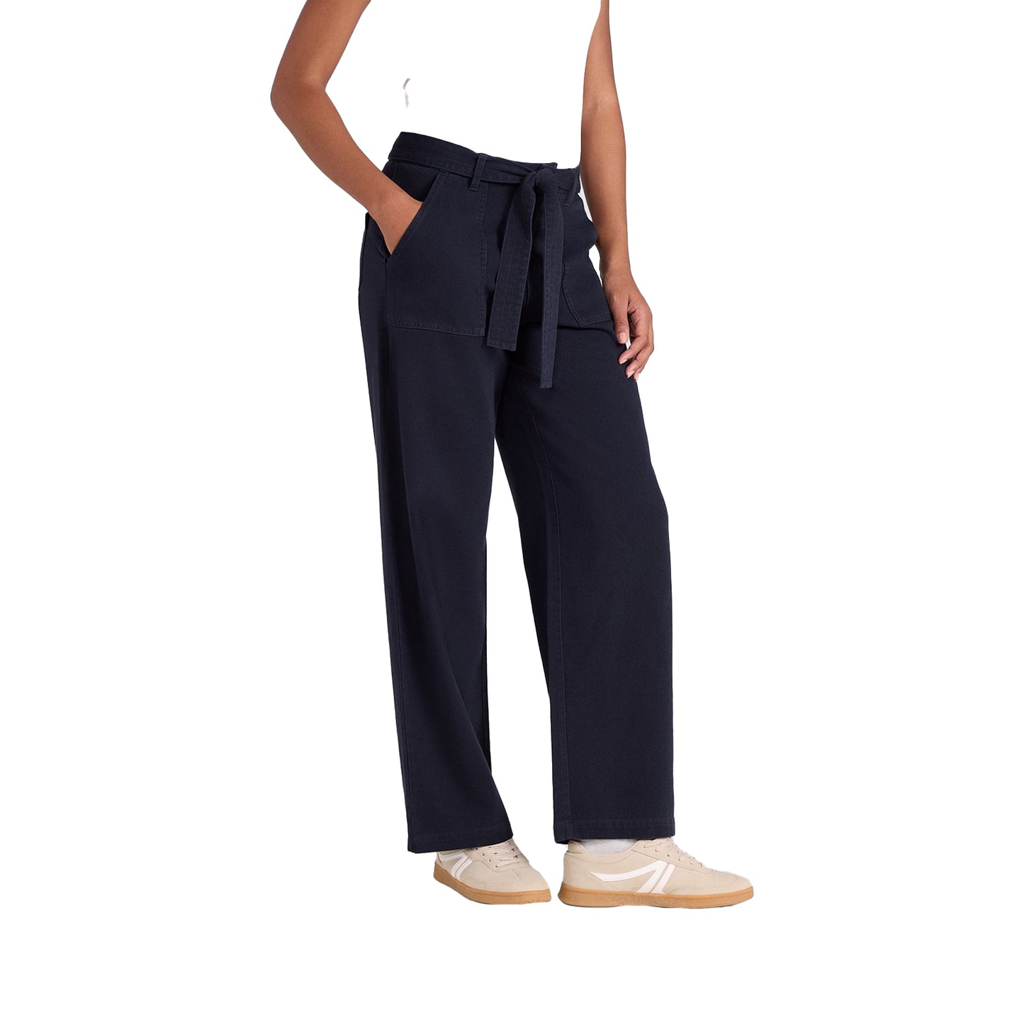 Navy - Pack Shot - Animal Womens-Ladies High Waist Straight Leg Trousers