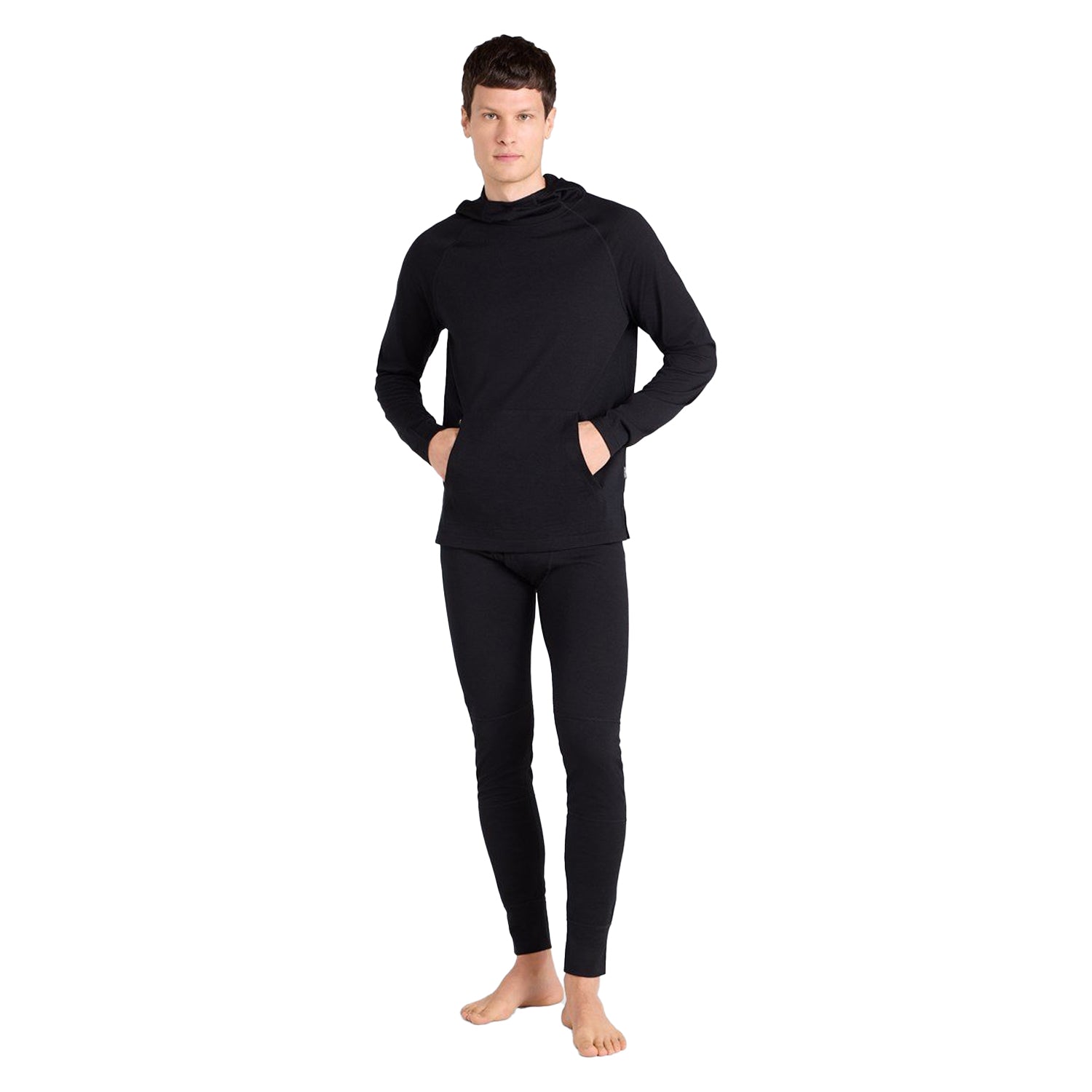 Black - Side - Animal Mens Merino Wool Hoodie