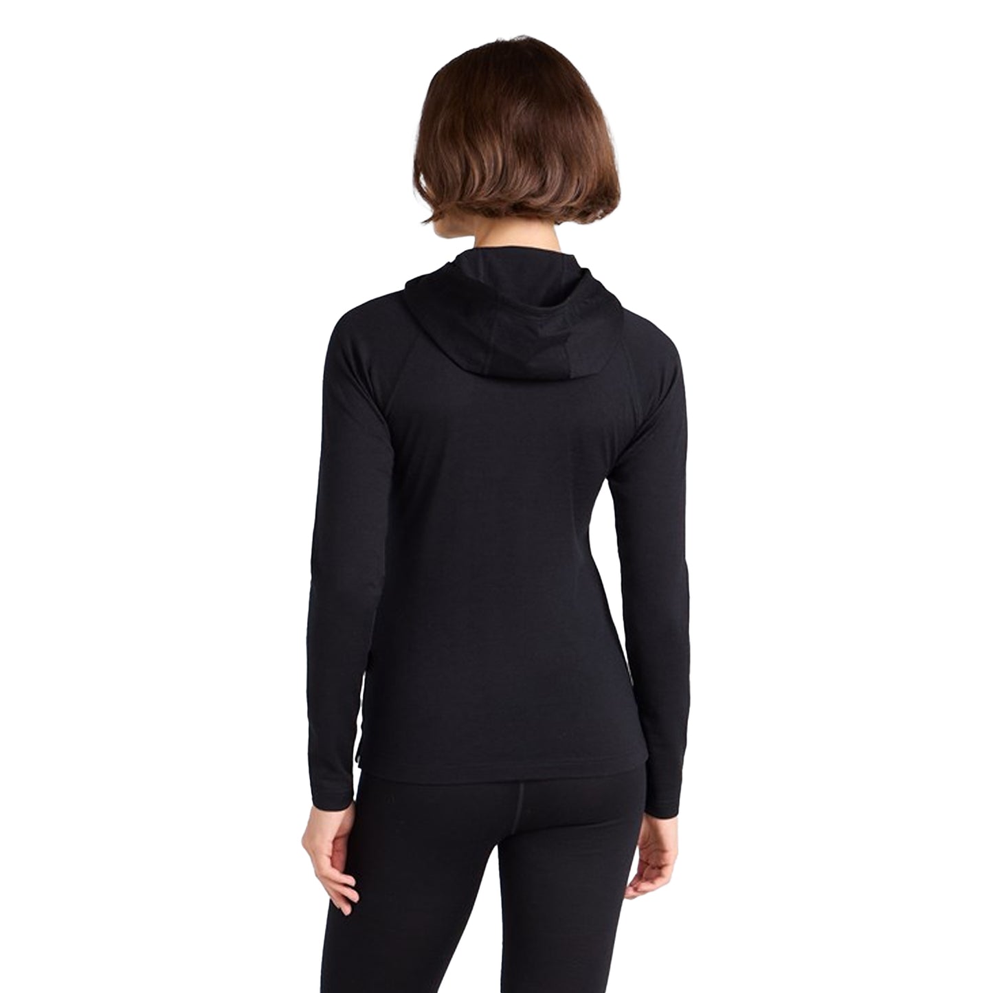 Black - Back - Animal Womens-Ladies Merino Wool Hoodie