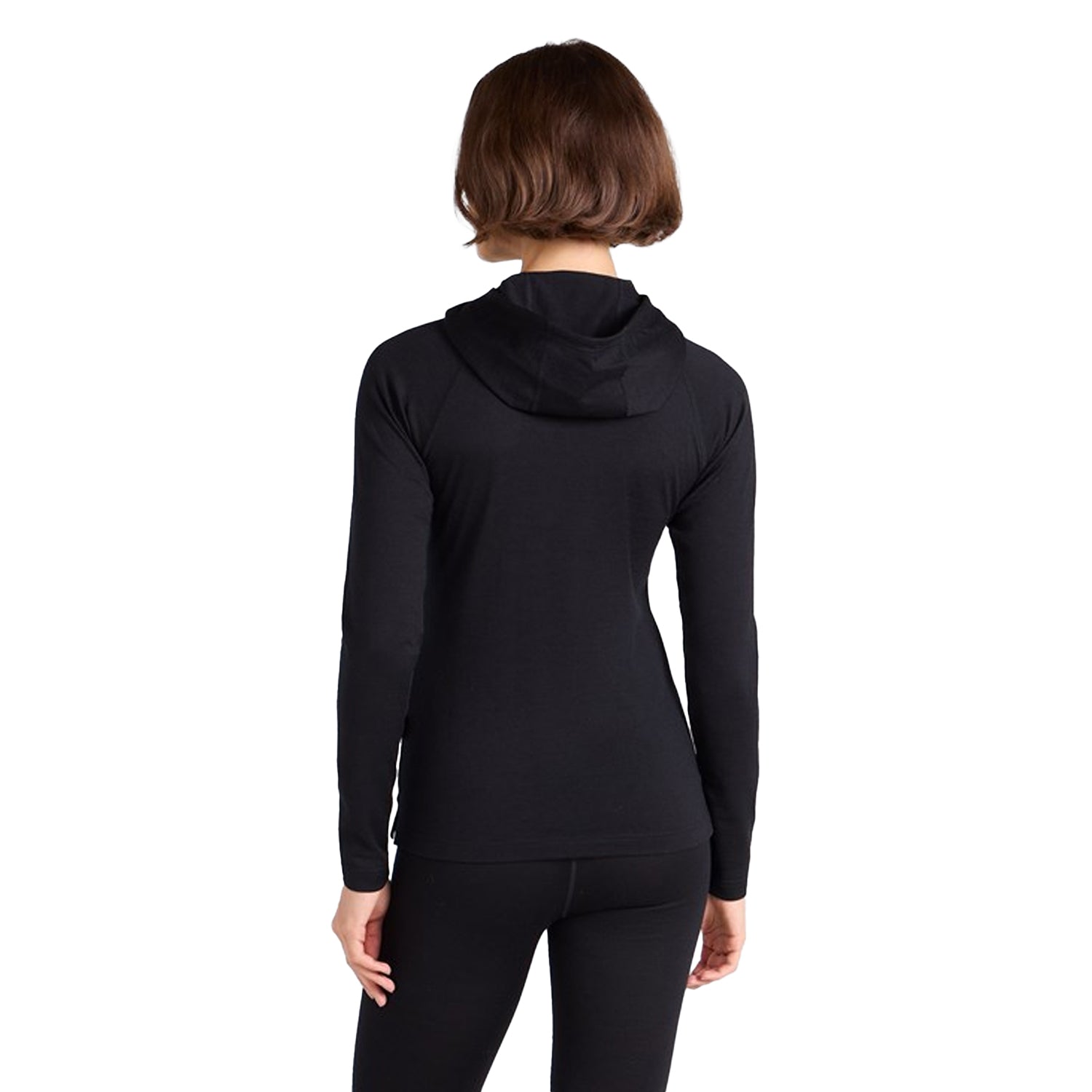 Black - Back - Animal Womens-Ladies Merino Wool Hoodie