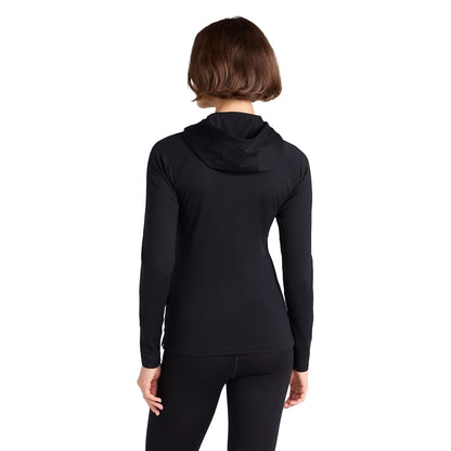 Black - Back - Animal Womens-Ladies Merino Wool Hoodie