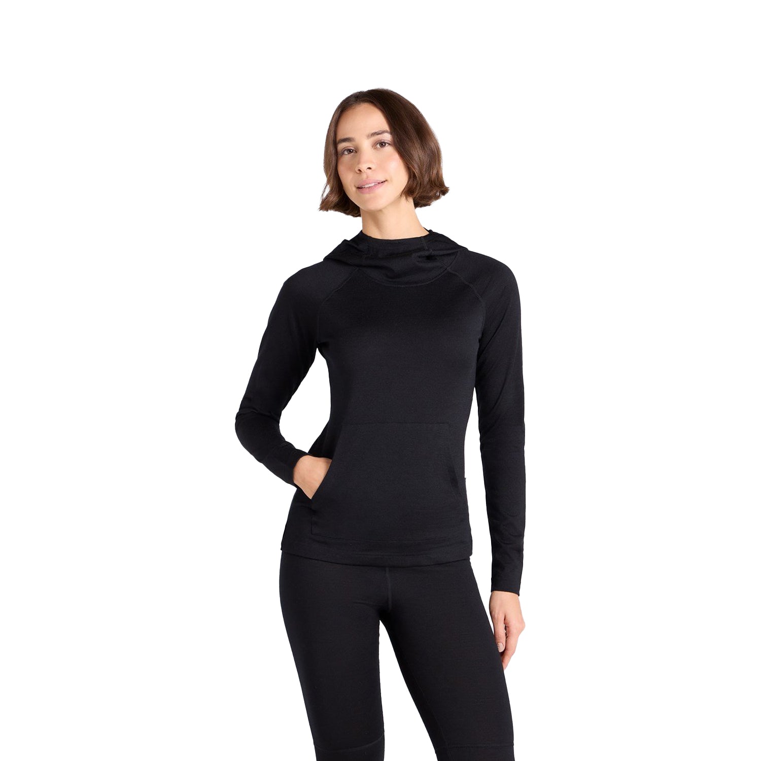 Black - Side - Animal Womens-Ladies Merino Wool Hoodie