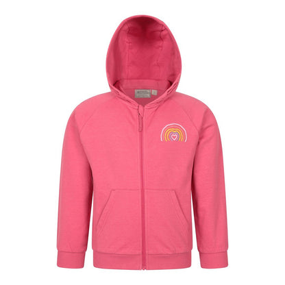 Dark Pink - Front - Mountain Warehouse Childrens-Kids Rainbow Heart Full Zip Hoodie