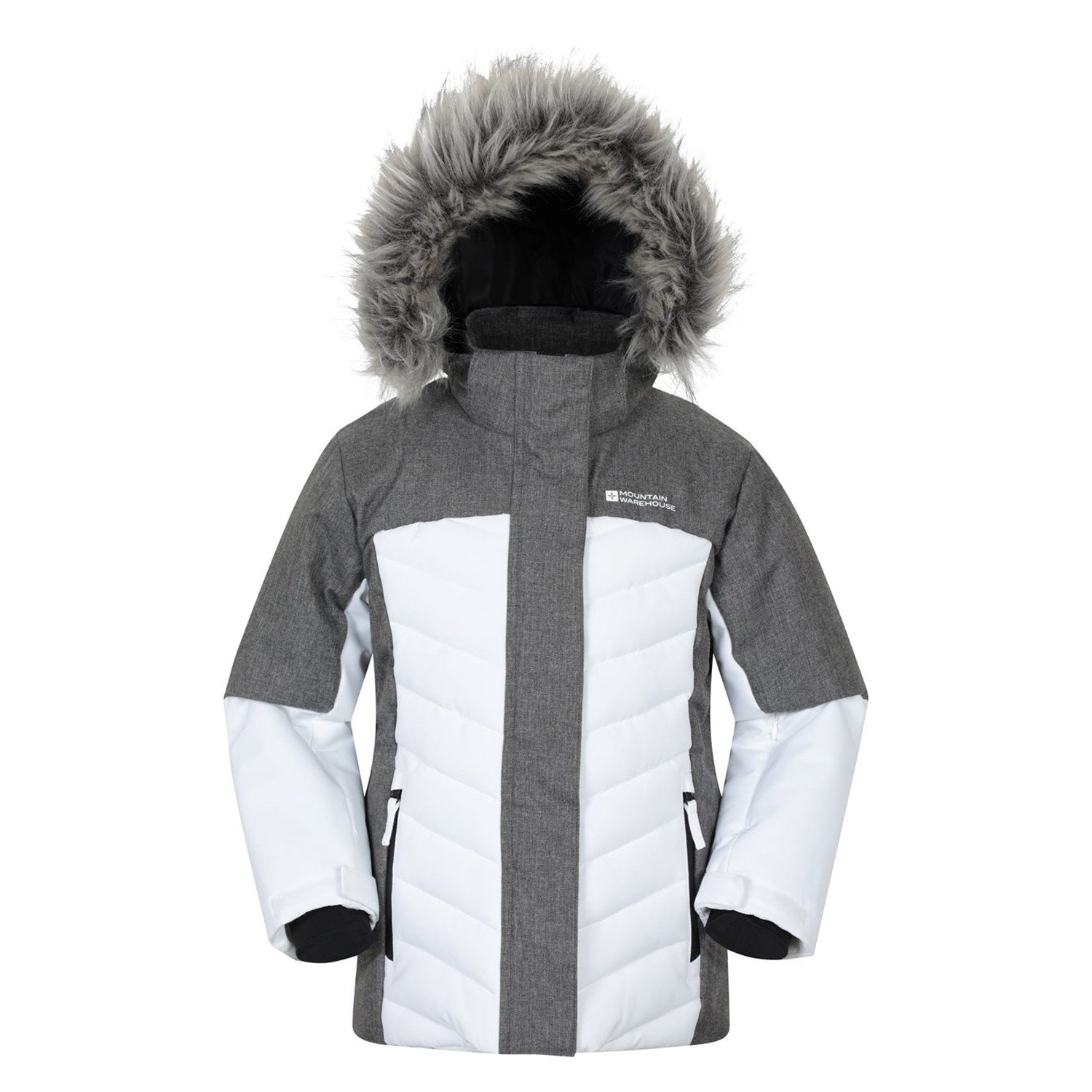 White - Front - Mountain Warehouse Childrens-Kids Pyrenees Padded Ski Jacket